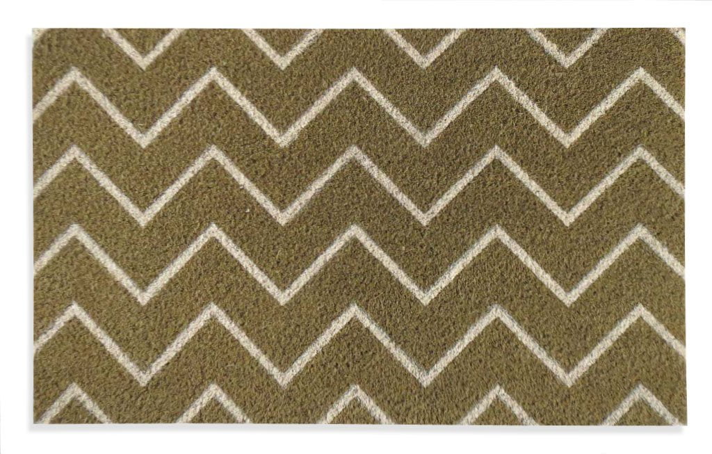 Natural Coir Chevron Patterned Doormat with PVC Backing, 18x30 Inch
