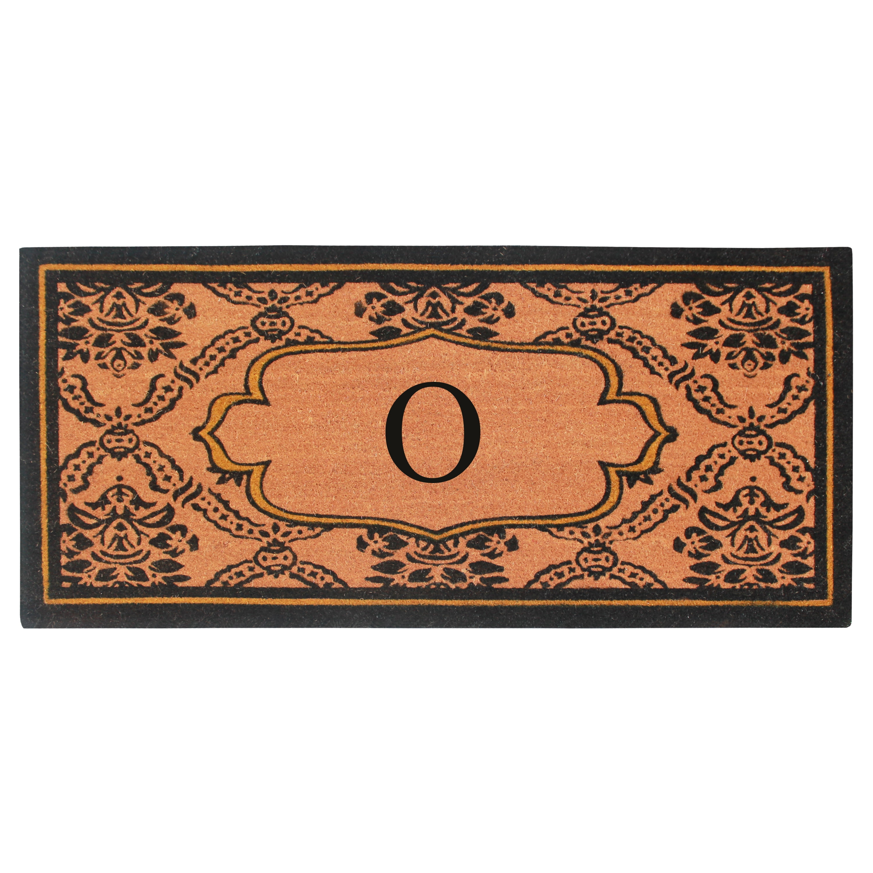 A1HC Natural Coir and PVC Monogrammed Floral Design Door Mat, 30" x 60", Anti-Shed Treated Durable Heavy Duty Front Door Mat for Outdoor Entrance