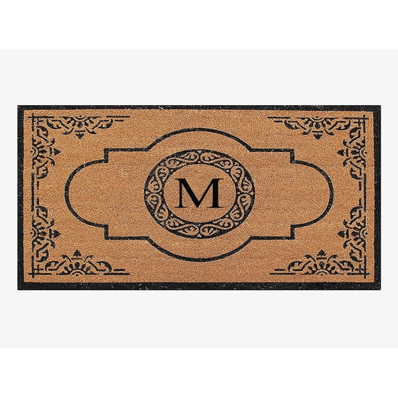 A1HC 36"x72" Natural Coir Monogrammed Doormat with PVC Backing, Heavy Duty Anti-Shed Front Door Mat, Easy to Clean Entry Rug
