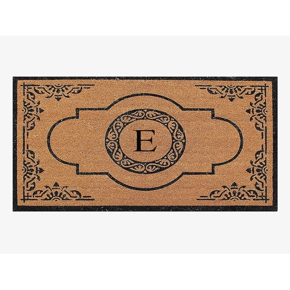A1HC 36"x72" Natural Coir Monogrammed Doormat with PVC Backing, Heavy Duty Anti-Shed Front Door Mat, Easy to Clean Entry Rug