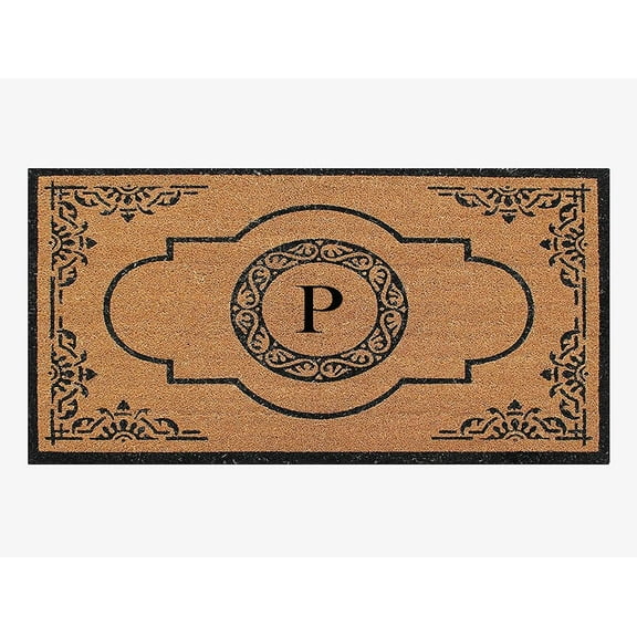 A1HC 36"x72" Natural Coir Monogrammed Doormat with PVC Backing, Heavy Duty Anti-Shed Front Door Mat, Easy to Clean Entry Rug