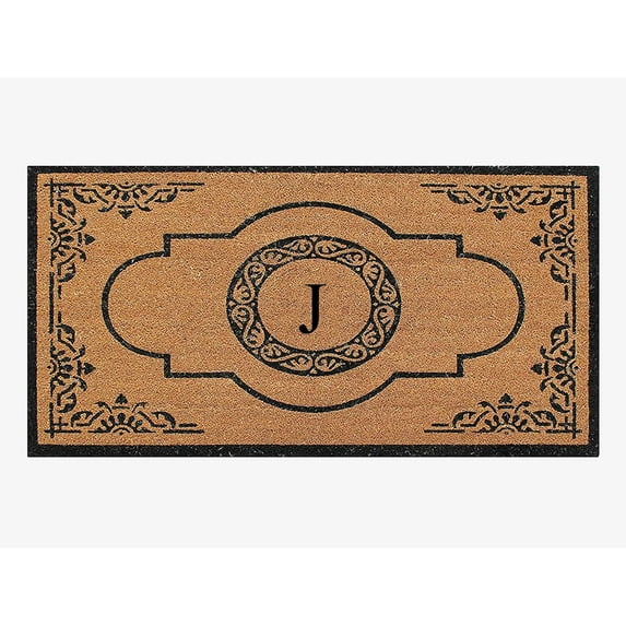 A1HC 36"x72" Natural Coir Monogrammed Doormat with PVC Backing, Heavy Duty Anti-Shed Front Door Mat, Easy to Clean Entry Rug