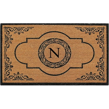 A1 Home Collections Modern, Contemporary Paisley Black Coir Outdoor Doormat, Rubber Backing Non-Slip Front Door Mat 36' x 72'