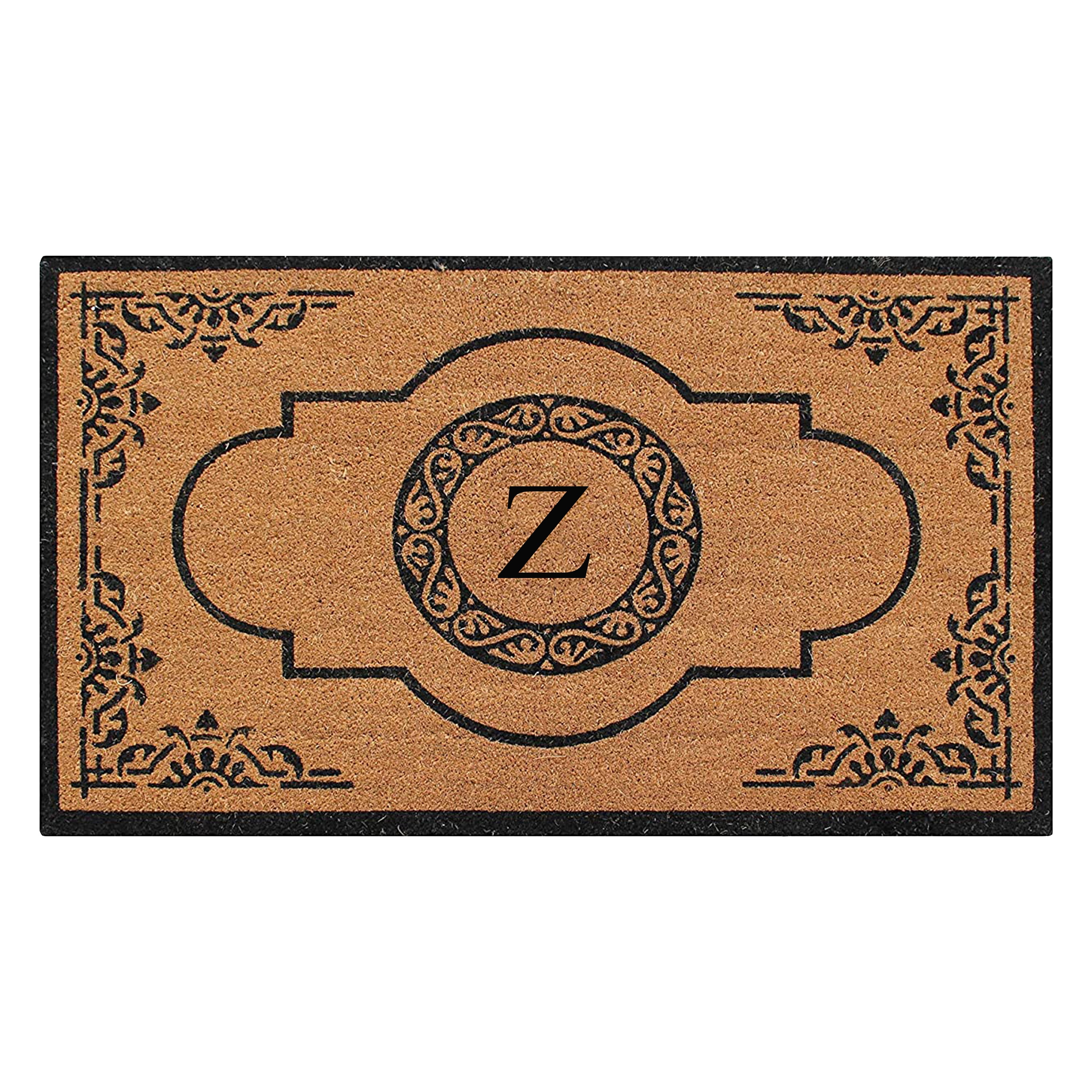 A1 Home Collections 36"x72" Natural Coir Monogrammed Doormat with PVC Backing, Heavy Duty Anti-Shed Front Door Mat, Easy to Clean