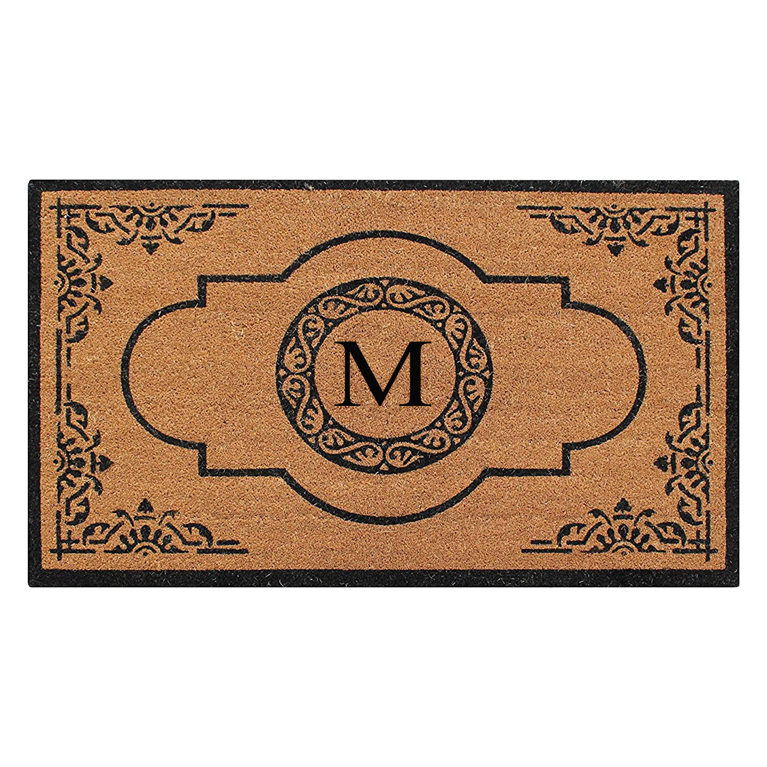 A1 Home Collections 36"x72" Natural Coir Monogrammed Doormat with PVC Backing, Heavy Duty Anti-Shed Front Door Mat, Easy to Clean