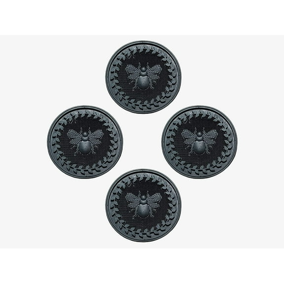A1 Home Collections Multi Functional-Garden Stepping Stone Mat Round, Natural Rubber Heavy-Duty Beautiful Hand Finished Design 12"X12" Set of 4, Bumble Bee Black