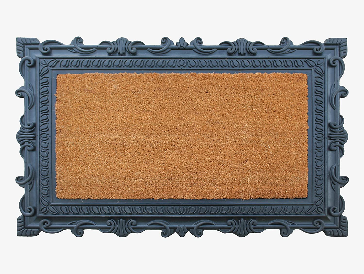 A1 Home Collections 36"×24" Natural Coir & Rubber Doormat - Decorative Welcome Design, Heavy Duty Coconut Fiber Entry Mat with Non-Slip Backing - Anti-Shed Treated, Low Profile Outdoor Front Door Mat