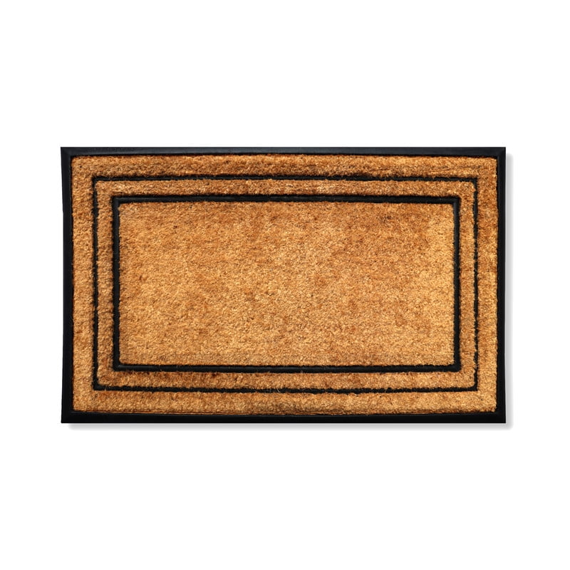 A1 Home Collections Natural Coir & Rubber Door Mat, Long-Lasting Entrance Doormats for Front Door, Thick & Non-Slip Durable Outdoor Entry Mat 18" x 32"