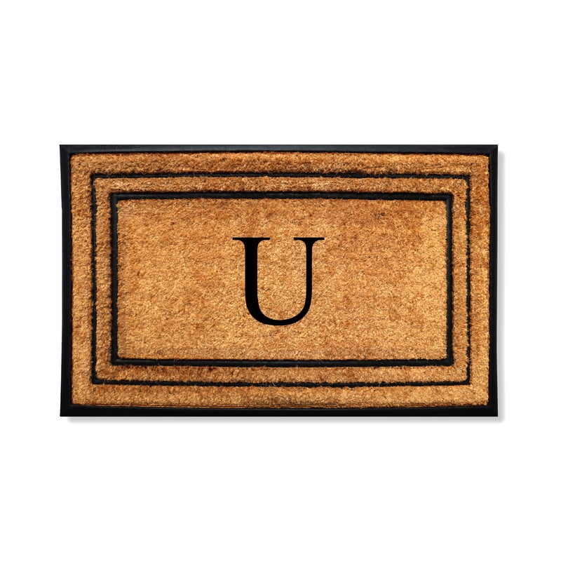 A1 Home Collections Natural Coir & Rubber Door Mat, Long-Lasting Entrance Doormats for Front Door, Thick & Non-Slip Durable Outdoor Entry Mat 24" x 39"