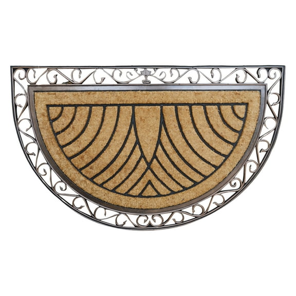 A1 Home Collections Natural Coir & Rubber Durable Anti-Shed Doormat, 30 x 48 Inch, Half Round Bronze