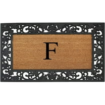 A1 Home Collections Rubber Coir Doormat Outdoor Entrance Floor Entryway Mat, Beige/Black, 23"x 38"