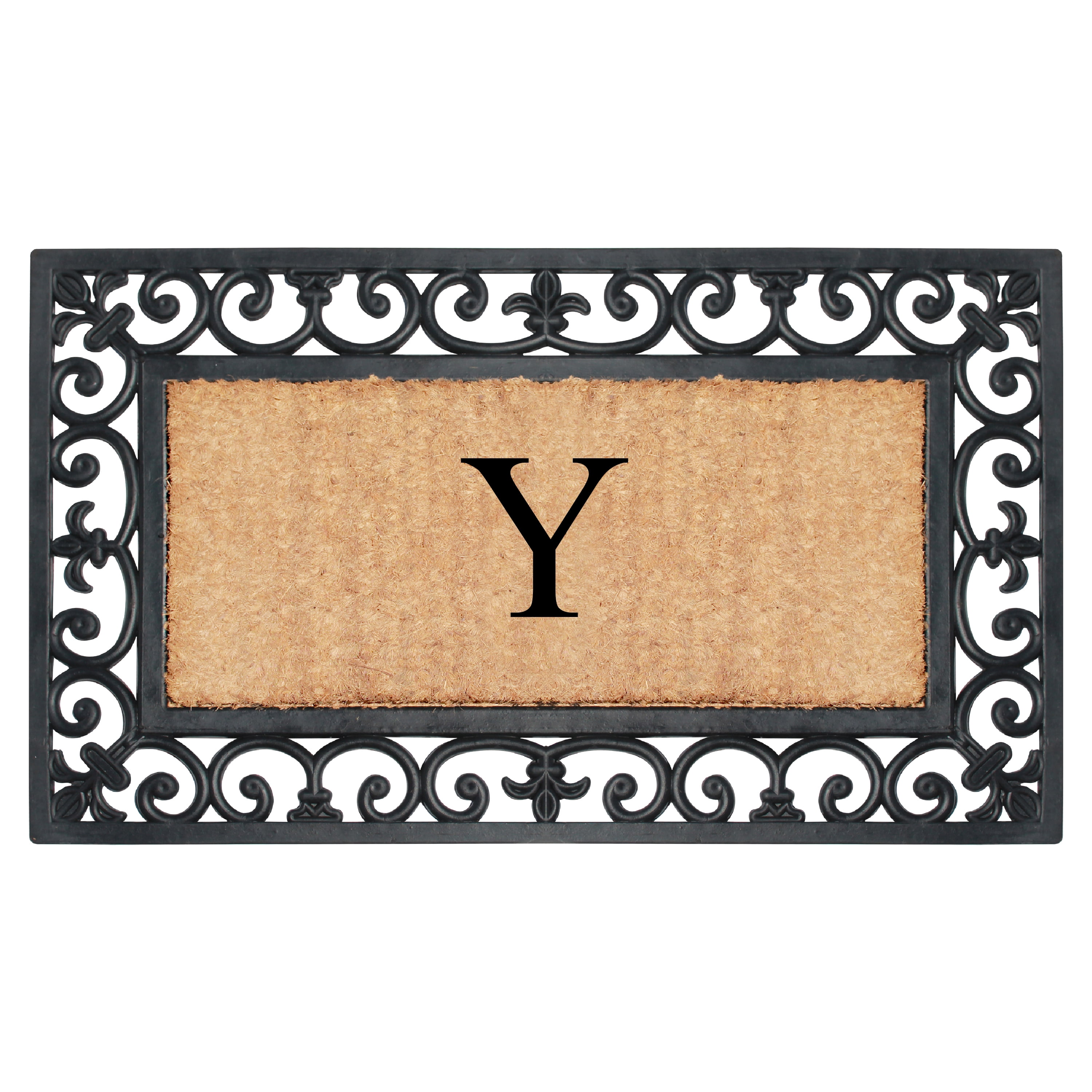 A1 Home Collections Outdoor Paisley Front Entrance Doormat, Black/Brown, 30 in x 18 in