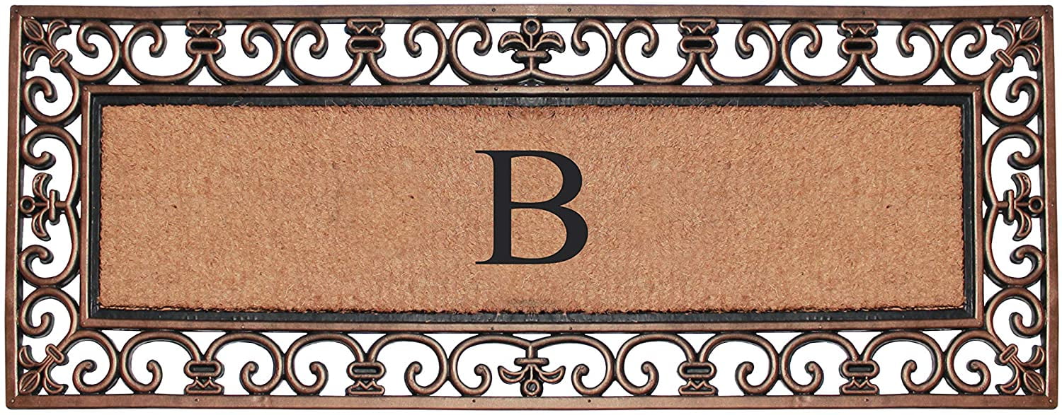 A1 Home Collections Outdoor Paisley Monogrammed B Doormat, Bronze/Black, 47.25 in x 17.71 in