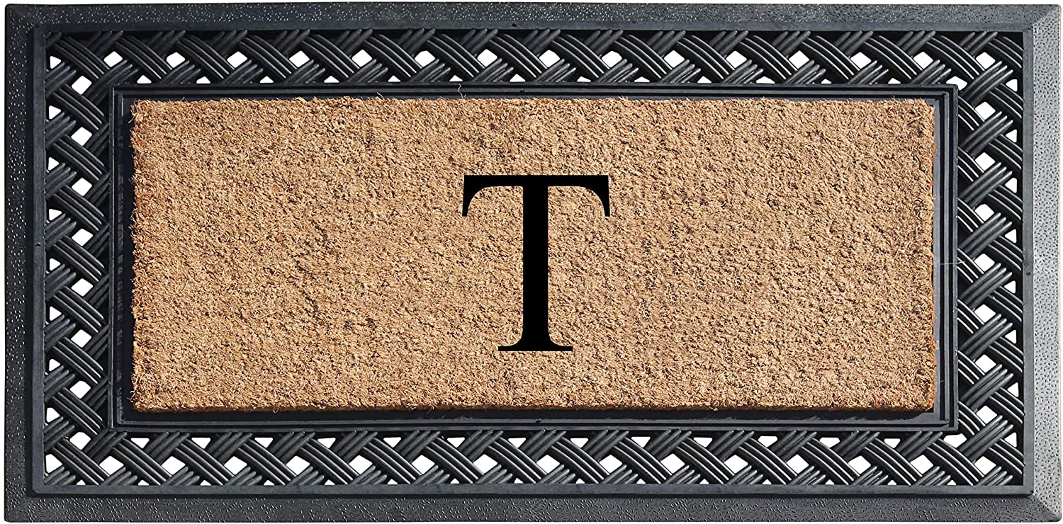 A1 Home Collections Plain Brown/Black Rubber/Coir Outdoor Doormat