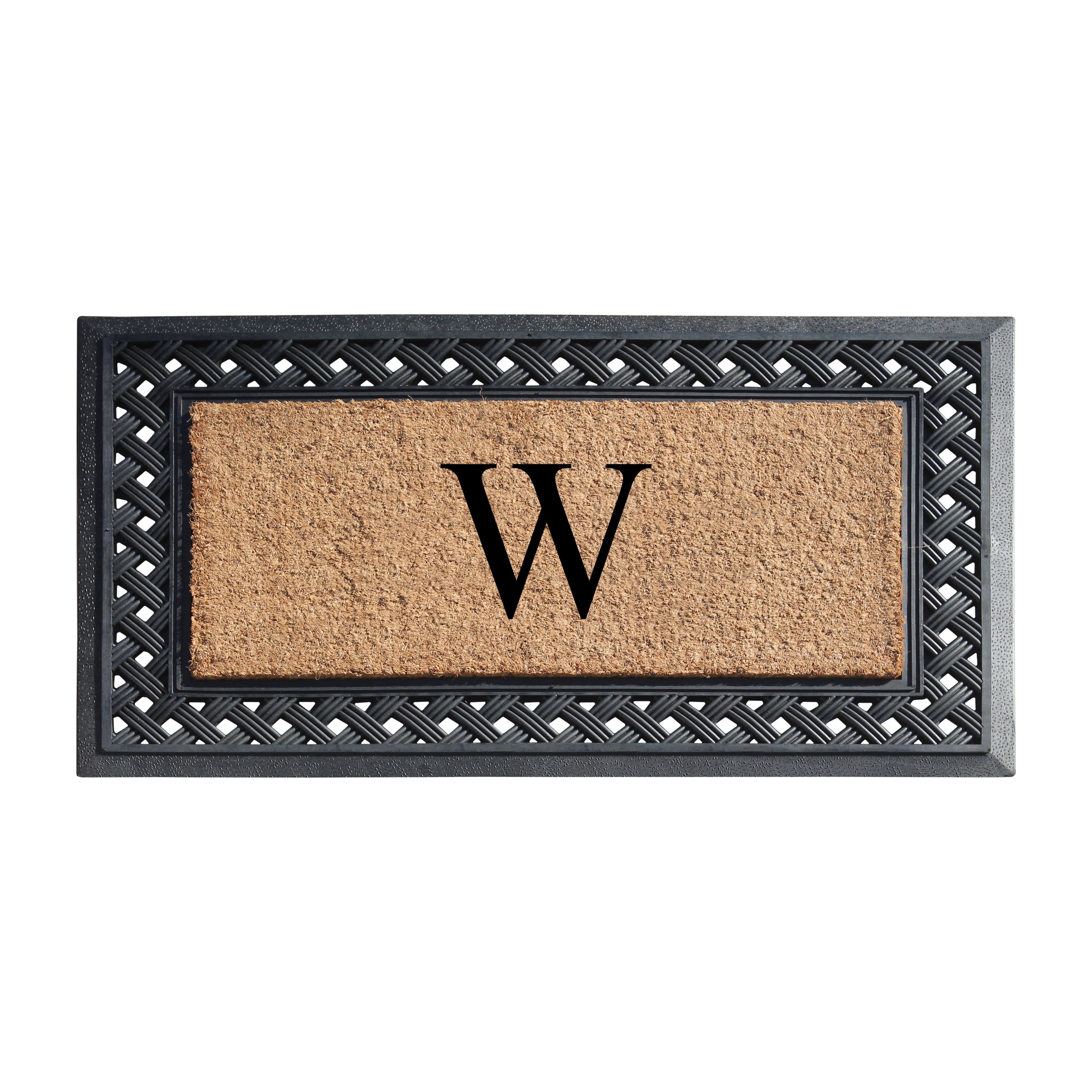 A1 Home Collections Paisley Rubber and Coir Outdoor Doormat, Non-Slip Backing, Black/Beige 23 x 38