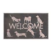 A1 Home Collections Pin Outdoor Entrance,Fun Designed Floor, Welcome Front Door Indoor Non-Slip Backing Rubber Mat for Outside, 18" X 30", Dogs Playing