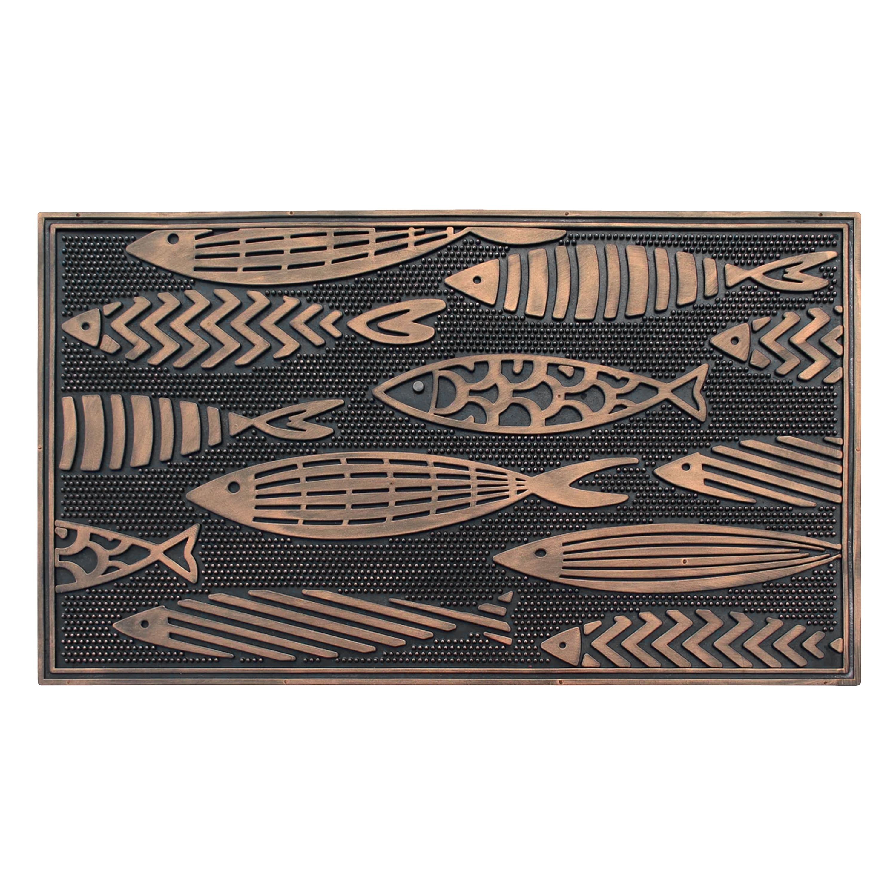 A1HC Rubber Pin Doormat for Outdoor Entrance, Nautical Fish Designed Welcome Front Door Mat, Non-Slip Backing Mat for Outside, 18x30