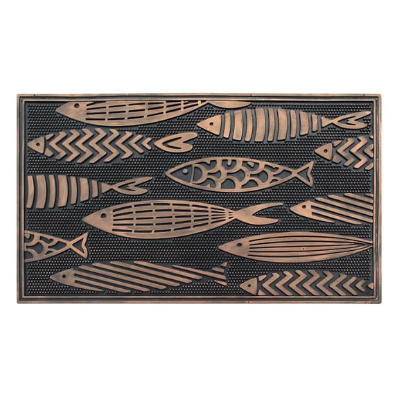 A1HC Rubber Pin Doormat for Outdoor Entrance, Nautical Fish Designed Welcome Front Door Mat, Non-Slip Backing Mat for Outside, 18x30