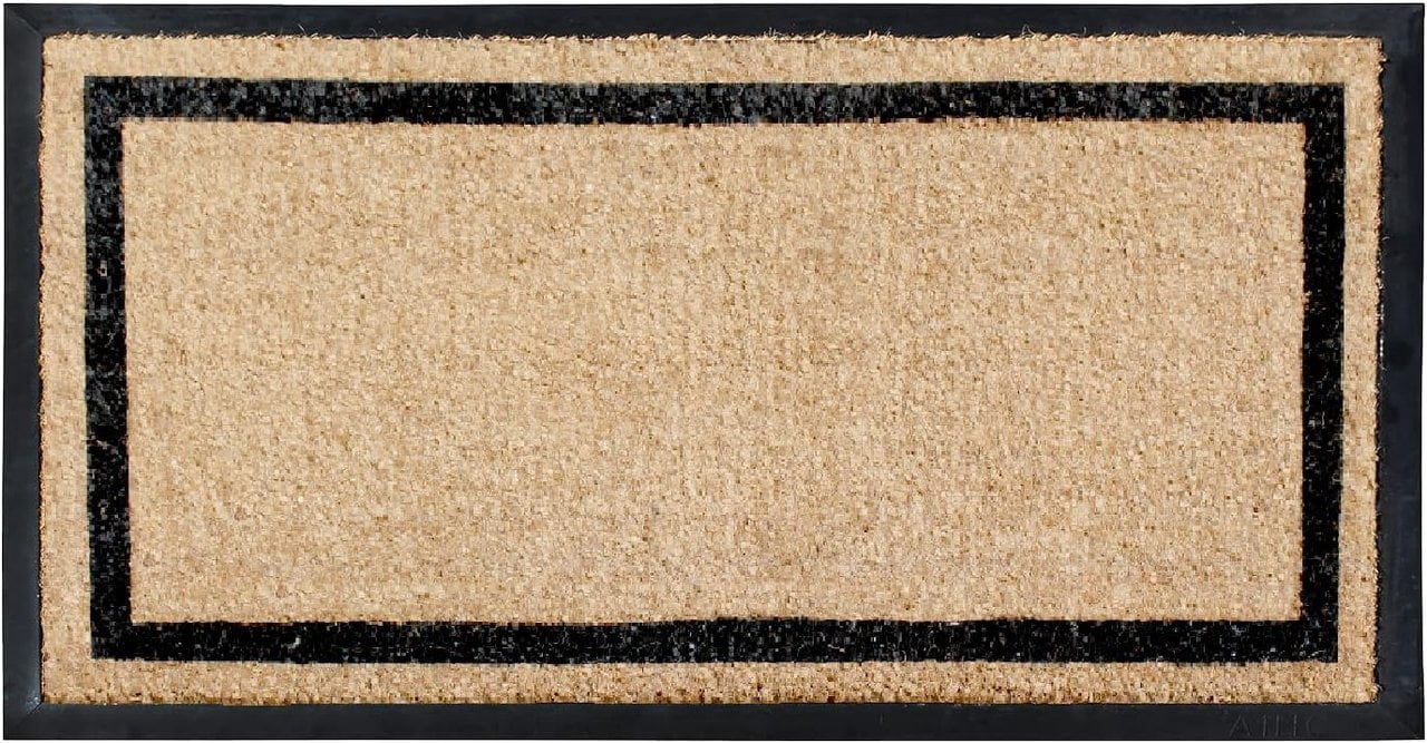 A1 Home Collections Plain Brown/Black Rubber and Coir Outdoor Doormat For Entrance, 24 in x 48 in