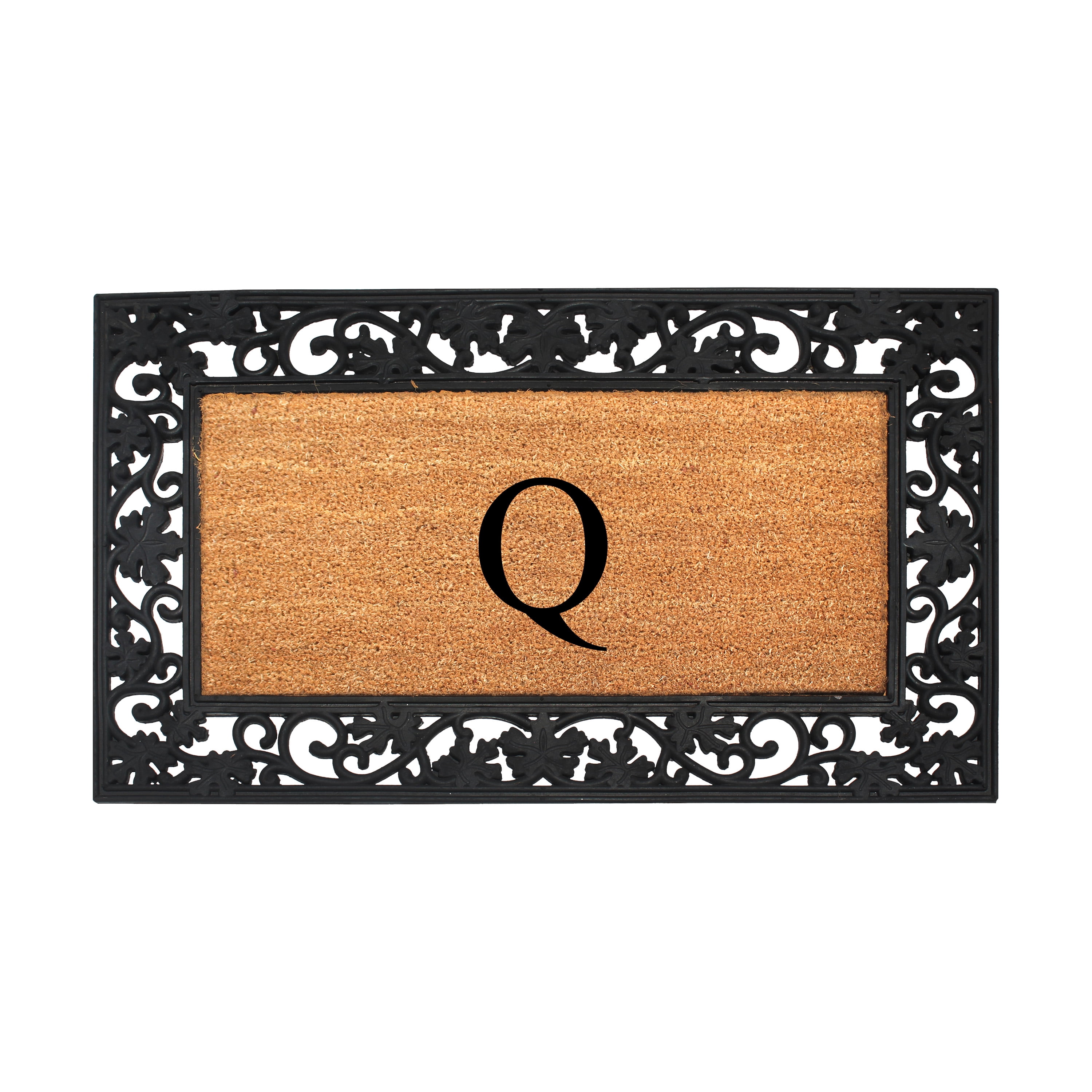 A1 Home Collections Rubber Coir Doormat Outdoor Entrance Floor Entryway Mat, Beige/Black, 23"x 38"