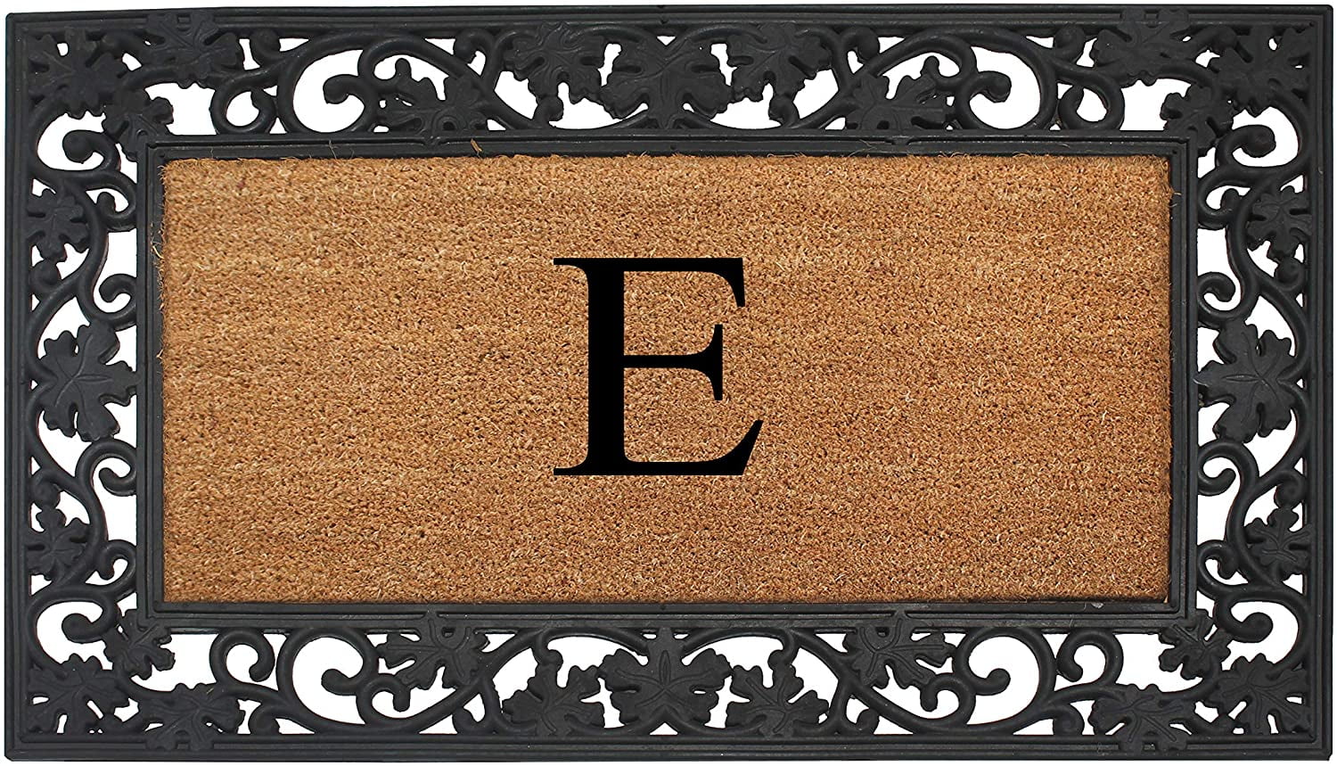 A1 Home Collections Rubber Coir Doormat Outdoor Entrance Floor Entryway Mat, Beige/Black, 23"x 38"