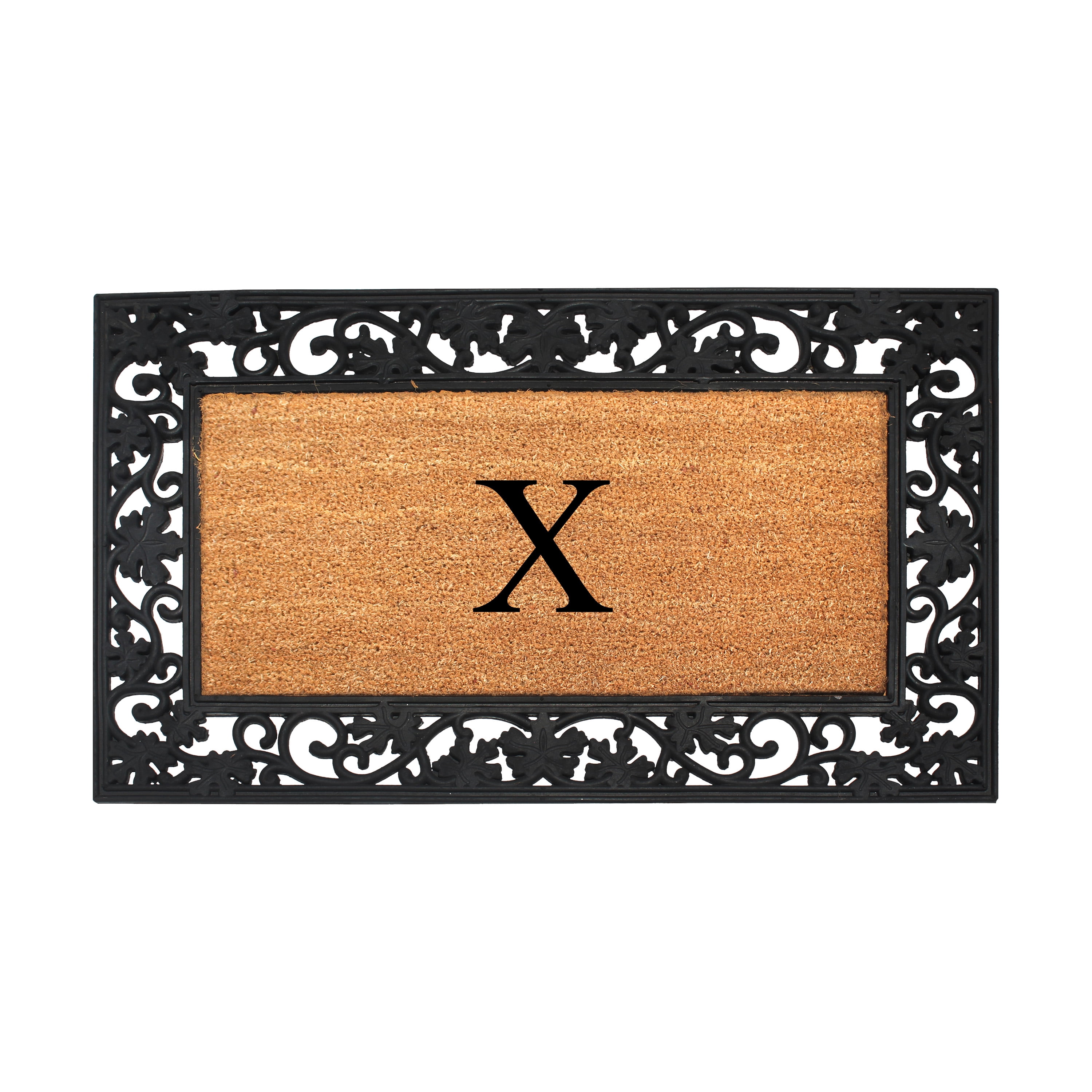 A1 Home Collections Rubber Coir Doormat Outdoor Entrance Floor Entryway Mat, Beige/Black, 23"x 38"