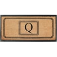 thumbnail image 1 of A1 Home Collections Rubber & Coir Mat, Heavy Duty, Extra Large, Front Door Mat 24"X48", Black/Beige Doormat Monogrammed Q, 1 of 7