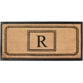 thumbnail image 1 of A1 Home Collections Rubber & Coir Mat, Heavy Duty, Extra Large, Front Door Mat 24"X48", Black/Beige Doormat Monogrammed R, 1 of 7