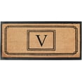 thumbnail image 1 of A1 Home Collections Rubber & Coir Mat, Heavy Duty, Extra Large, Front Door Mat 24"X48", Black/Beige Doormat Monogrammed V, 1 of 7