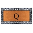 thumbnail image 1 of A1 Home Collections Rubber and Coir Paisley Border Heavy Duty Non-Slip Durable Double Door Monogrammed Q Doormat 30"X60", Black, 1 of 5