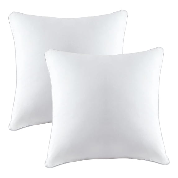 A1 Home Collections 18x18 Inch Square Throw Pillow Inserts, RDS Certified Down Feather Filled, Pack of 2, White Decorative Couch Pillows