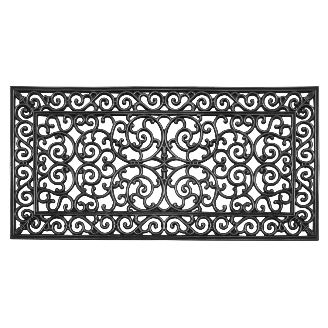 Audie Black Rubber Non-Slip Outdoor Entryway Mat, 24" x 48"