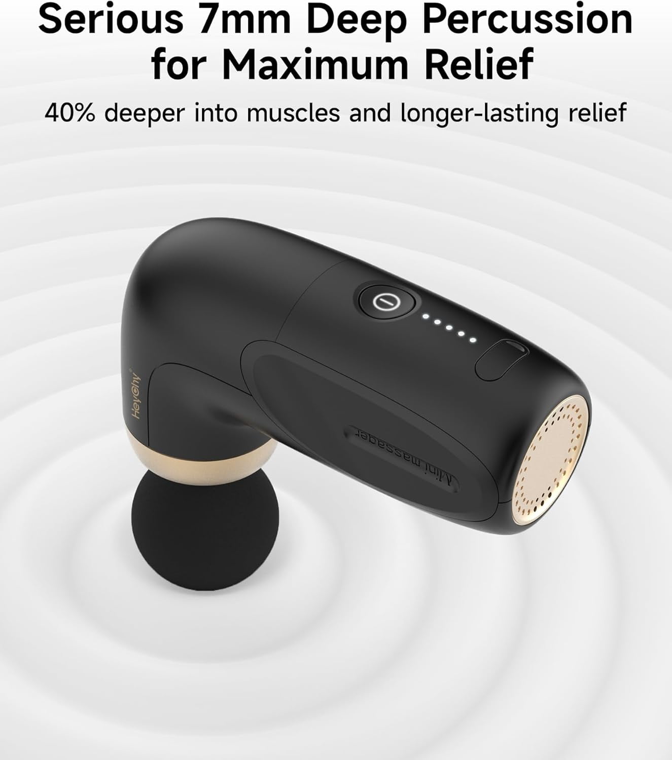 Massage Gun, Percussion Deep Tissue Muscle Massager for Travel, Office, Home, Athletes - Black