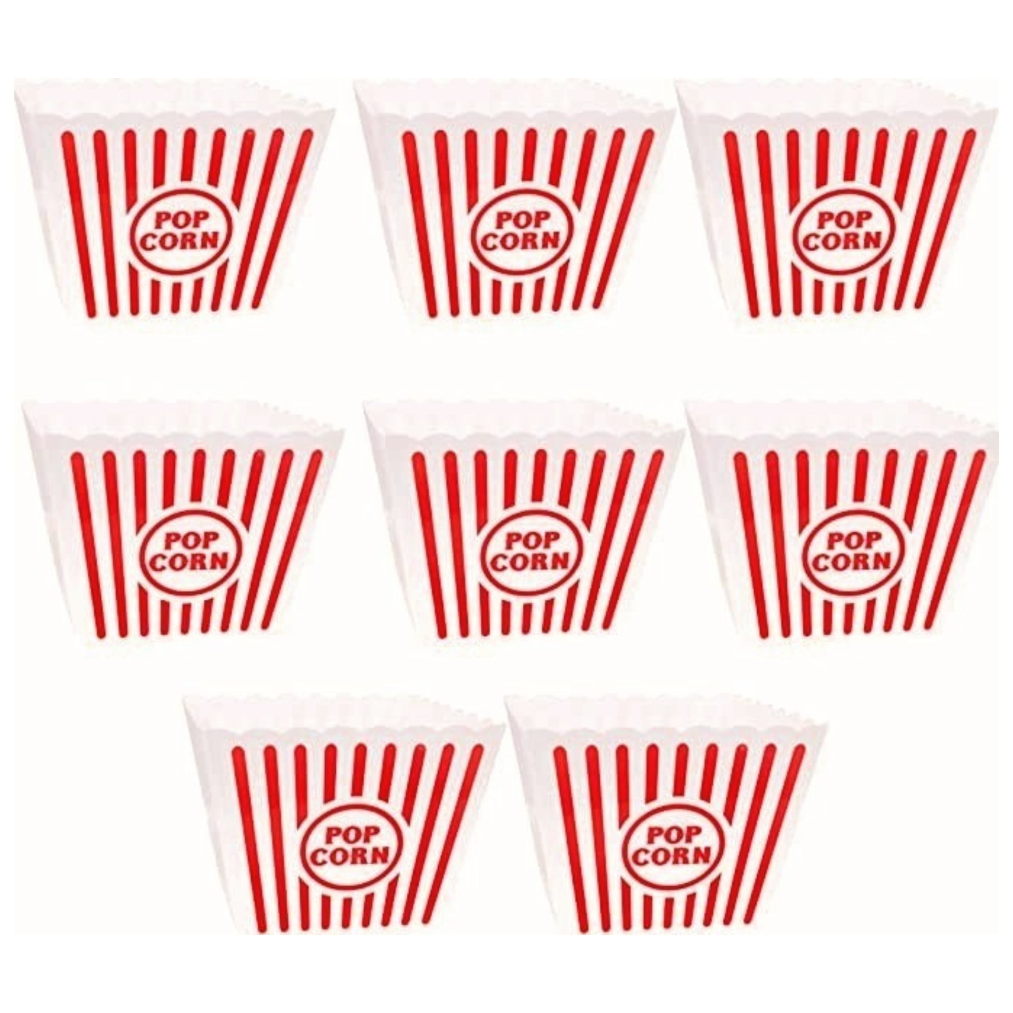 A1 UNLIMITED Large Popcorn Tub, White and Red Plastic Popcorn Bucket