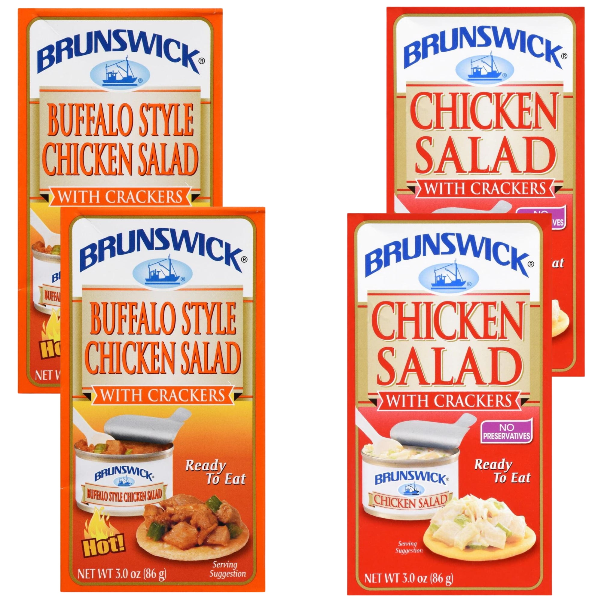 A1 Unlimited Chicken & Buffalo Style Chicken Salad with Crackers, Home Kitchen School Office Pre-Mixed Canned Packed Food Picnic Snack Lunch Travel with Plastic Spreader, 4 Boxes (3 oz. Boxes)