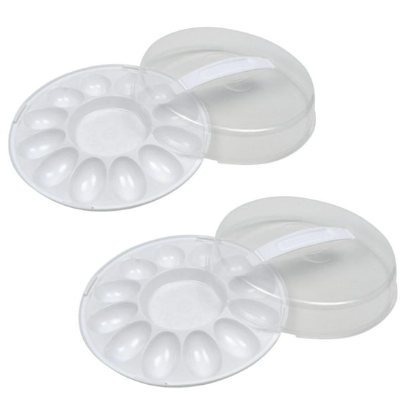 A1 Unlimited Deviled Egg Carriers with Lids 10.375x3.5 in, Reusable Egg Tray Clear Plastic Serving Dish Plate Holder Platter Tableware Container Storage Organizers Party Favors Decoration, Set of 2