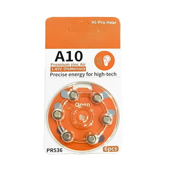 A10 Button Batteries 6pcs/Pack For Hearing Devices With Friendly to Environment Composition