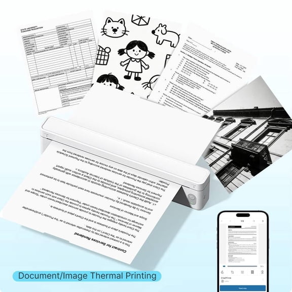 A10a Thermal Printer For Phone Laptop Inkless Portable Printer, Portable Printers Wireless For Travel, Mobile Printer For Office Home School,Support 8.5'' X 11'' & A4 Thermal Paper