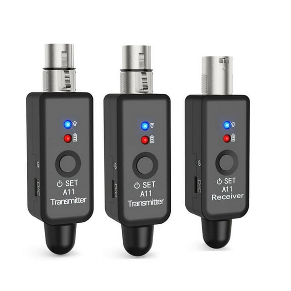 A11 Wireless Microphone Transmitter Receiver 2.4Ghz, XLR Microphone Wireless System, Wireless Mic Adapter for Audio Mi