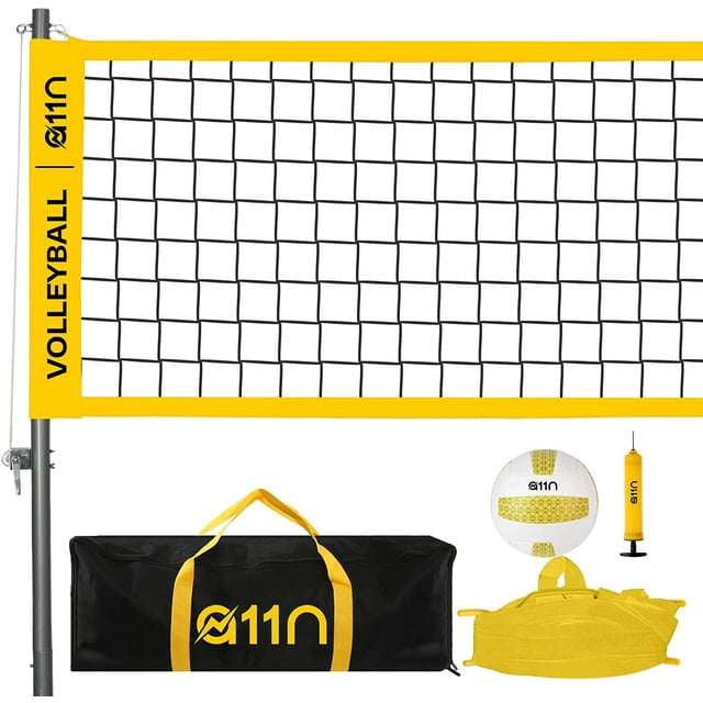 A11N Outdoor Volleyball Set Includes 32ft AntiSag Net, Volleyball