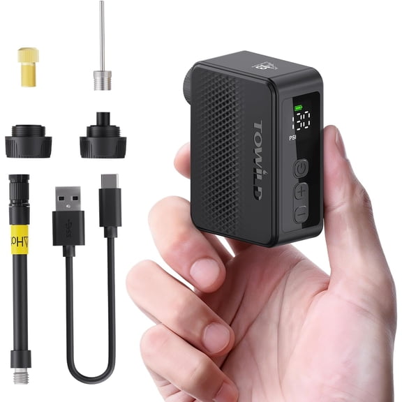 A13 Bike Pump 130 PSI Small Bicycle Pump with Gauge,30Mins Fast Charging Portable Electric Mini Air Pump,Smart Auto-Off Tire Inflator Compatible with Road, Mountain & E-Bikes