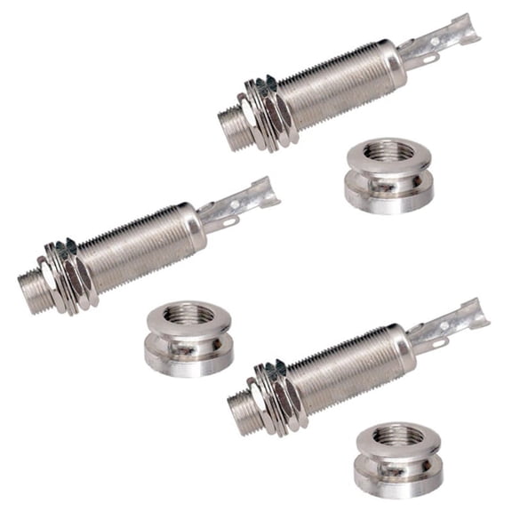 A1347 3 Piece Guitar Bass End Pin Output Jack 1/4 Inch Mono or Stereo Applications Silver