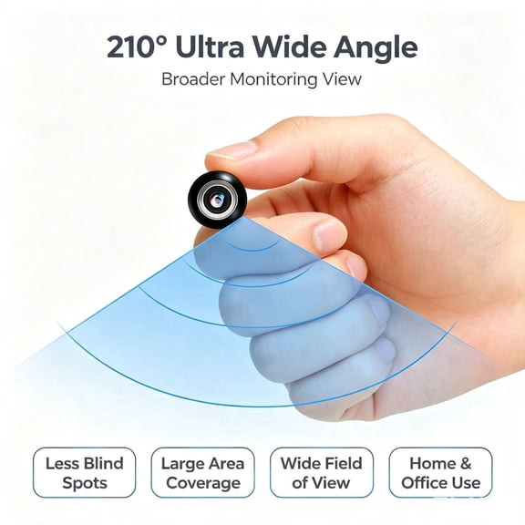 Lightweight 4K Security Nanny Cam, 210 Ultra Wide Angle Wireless Cam with Motion Alerts, for Elderly Care, Home Office, Kitchen & Hallway Monitoring
