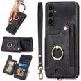 thumbnail image 1 of A14 5G Case,Card Holder Wallet for Galaxy A14 5G Phone Case,Ring Holder Stand,RFID-Blocking,Wrist Strap,Camera Protector,Leather Protective  Flip Cover for Samsung A14 5G Case (Black), 1 of 14
