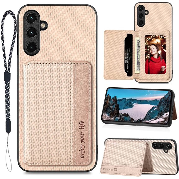 A14 5G Case,Card Holder Wallet with Kickstand for Samsung Galaxy A14 5G Phone Case,RFID Blocking,Camera Protector,PU Leather Shockproof Protective Flip Cover for Galaxy A14 5G Case (Beige)