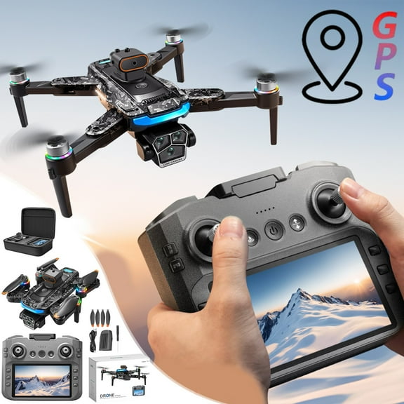 A14 Pro Max Drone with Camera 4K,GPS Drone With 4.5 Inch Screen Remote Control Brushless Motor And Cool Lights Drones 5G RC Quadcopter Altitude Hold Obstacle Avoidance For Kids Adults