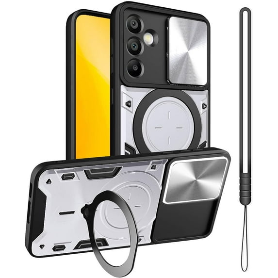A15 5G Case,for Galaxy A15 5G Phone Case,Metal Stand Ring Holder for Samsung A15 Case,Camera Protector,Slim Full Protection Shockproof Cover for Women Men,Basic Cases for Galaxy A15 2024 (Silver)