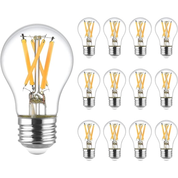 A15 Edison LED Bulb, 8.5W, Dimmable,60W Equivalent, 2700K Warm White, Enclosed Fixture Rated, 750 Lumens, CRI 90, E26 Base, Clear Glass, Wet Rated, Title 20 Compliant, UL Listed (6 Pack)
