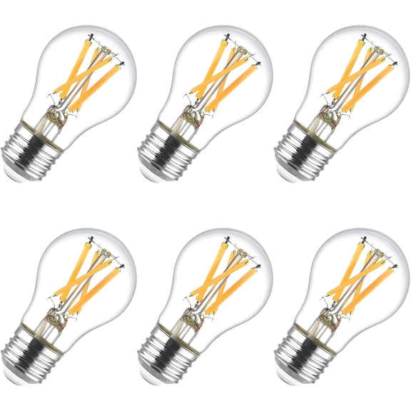 A15 Edison LED Bulb, 8.5W, Dimmable,60W Equivalent, 2700K Warm White, Enclosed Fixture Rated, 750 Lumens, CRI 90, E26 Base, Clear Glass, Wet Rated, Title 20 Compliant, UL Listed (6 Pack)