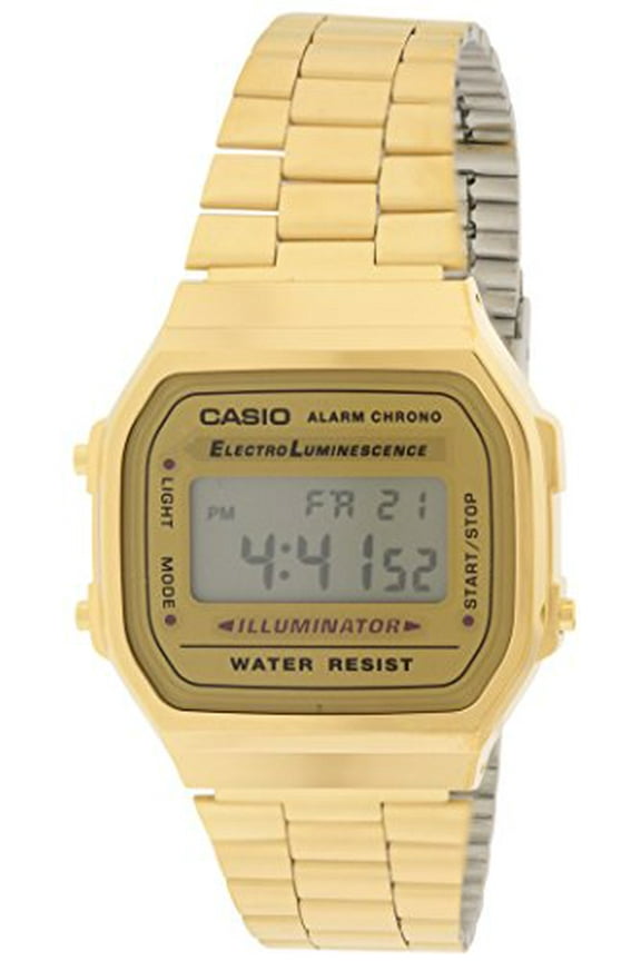 A168WG-9 Men's Gold Metal Band Illuminator Chronograph Alarm Watch